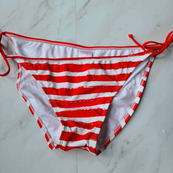 Xhilaration Red and White Stripe Bikini Bottoms Size XL - Picture 1 of 5